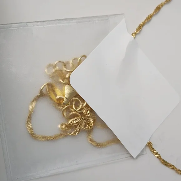 14k Gold on Sterling Silver Cross fixed pendant satellite 16"+2 necklace, NEW! - Picture 8 of 11